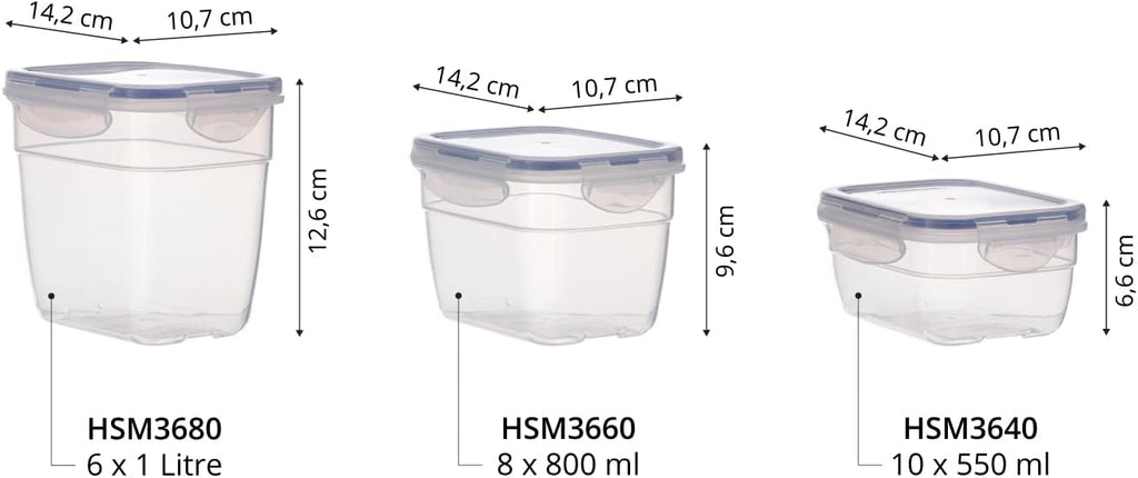 Nest24 – Küchen-Schubladen- Organizer mit 24 stapel- und nestbaren Frischhaltedosen – passend für LocknLock HSM3640. HSM3660. HSM3680 – Gesamtvolumen 18.9 l (47.3 × 51.8 × 20.0 cm)