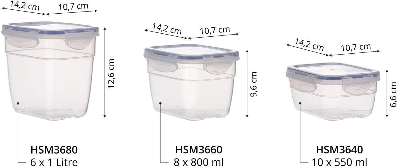 Nest24 – Küchen-Schubladen- Organizer mit 24 stapel- und nestbaren Frischhaltedosen – passend für LocknLock HSM3640. HSM3660. HSM3680 – Gesamtvolumen 18.9 l (47.3 × 51.8 × 20.0 cm)