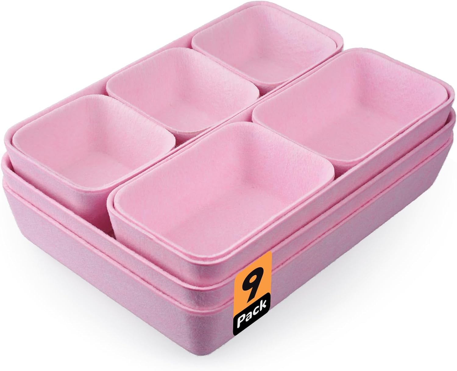 Schubladen Organizer. 9 Stücke Filz Schubladenbox Ordnungssystem für Schminktisch/Schreibtisch/Büro. Aufbewahrungsboxen Set in 4 Größen