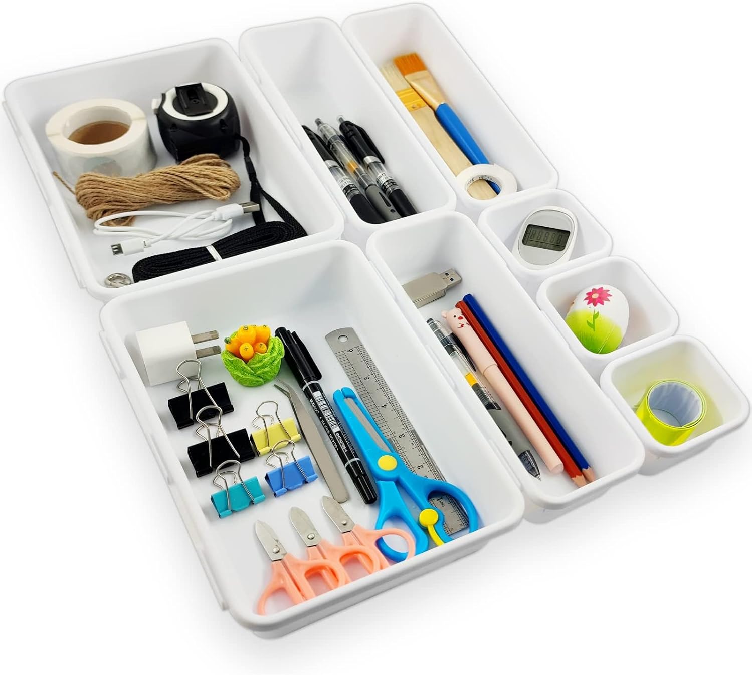 Schubladen Organizer Ordnungssystem.8 Stück Getrennte Schublade Organizer.Oganizer Aufbewahrungsbox für Zuhause.Bade Make-up Organizer.für Büro/Schlafzimmer/Schminktisch/Badezimmer
