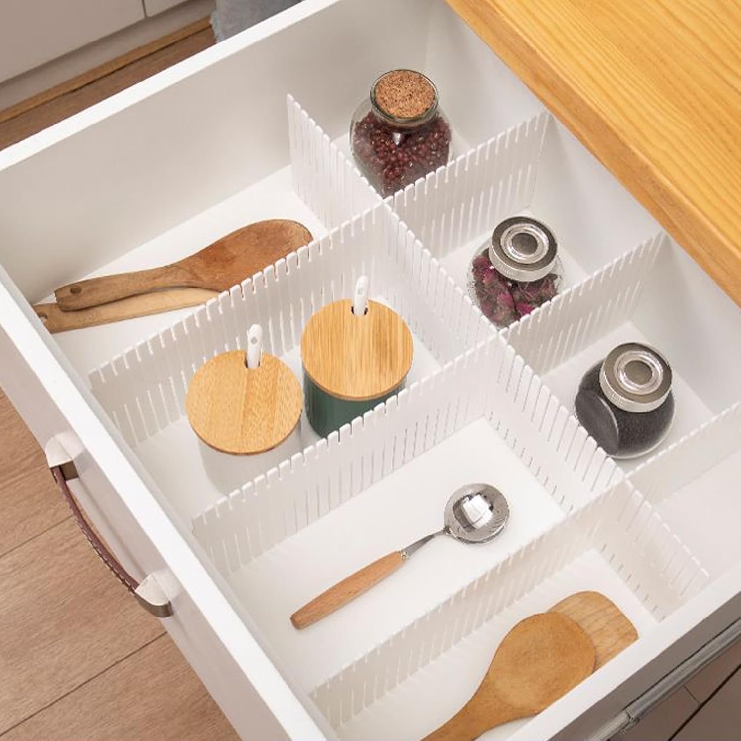 16 Stück Schubladenteiler. Schubladeneinteiler. Schubladentrenner Verstellbare Schubladen Organisers Weiß Trennwände. Schubladeneinsatz für Unterwäsche. Socken. Kosmetik. Schlafzimmer. Büro