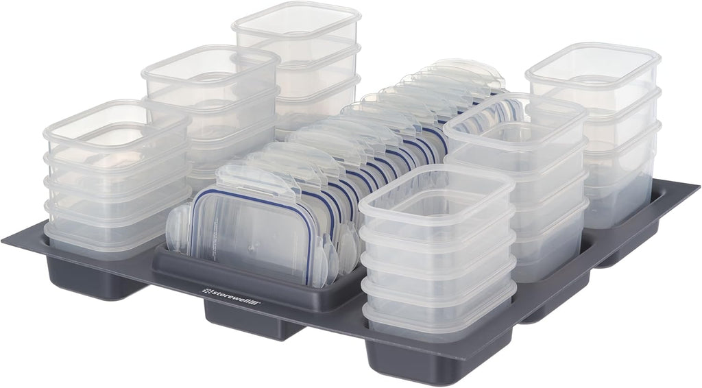 Nest24 – Küchen-Schubladen- Organizer mit 24 stapel- und nestbaren Frischhaltedosen – passend für LocknLock HSM3640. HSM3660. HSM3680 – Gesamtvolumen 18.9 l (47.3 × 51.8 × 20.0 cm)