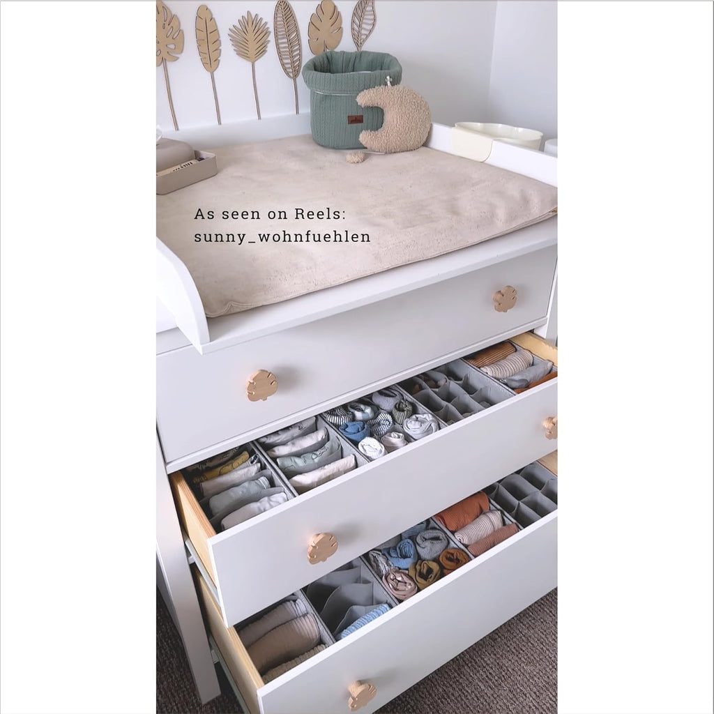 SIMPLE JOY® HEMNES Organizer. Schadstoffgeprüft. DAS ORIGINAL; Stabiler Boden; Schubladen Ordnungssystem für Wickelbedarf. Kinderkleidung. Socken. Unterwäsche; 5er Set. passgenau für ikea Kommode
