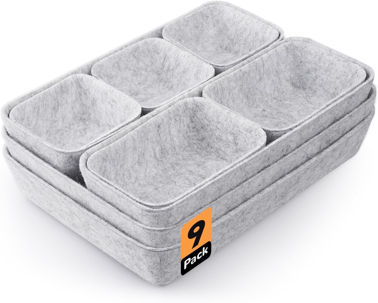 Schubladen Organizer. 9 Stücke Filz Schubladenbox Ordnungssystem für Schminktisch/Schreibtisch/Büro. Aufbewahrungsboxen Set in 4 Größen