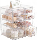 8-teiliger Schreibtisch-Organizer | Transparente Aufbewahrungsboxen mit Schubladen für Kosmetik. Büro & Werkzeug | Stapelbare Kunststoffboxen für Garage. Küche und Bad