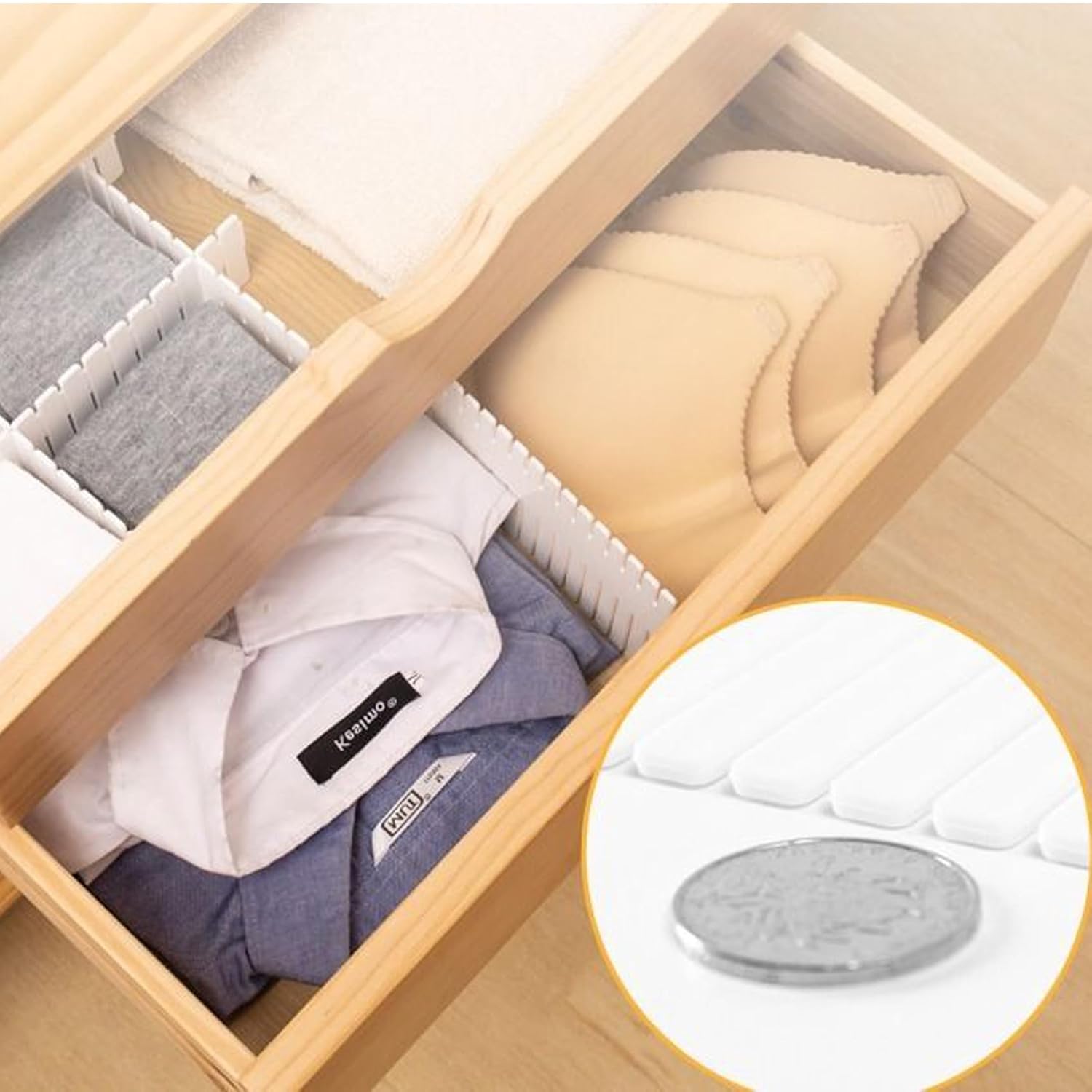 16 Stück Schubladenteiler. Schubladeneinteiler. Schubladentrenner Verstellbare Schubladen Organisers Weiß Trennwände. Schubladeneinsatz für Unterwäsche. Socken. Kosmetik. Schlafzimmer. Büro