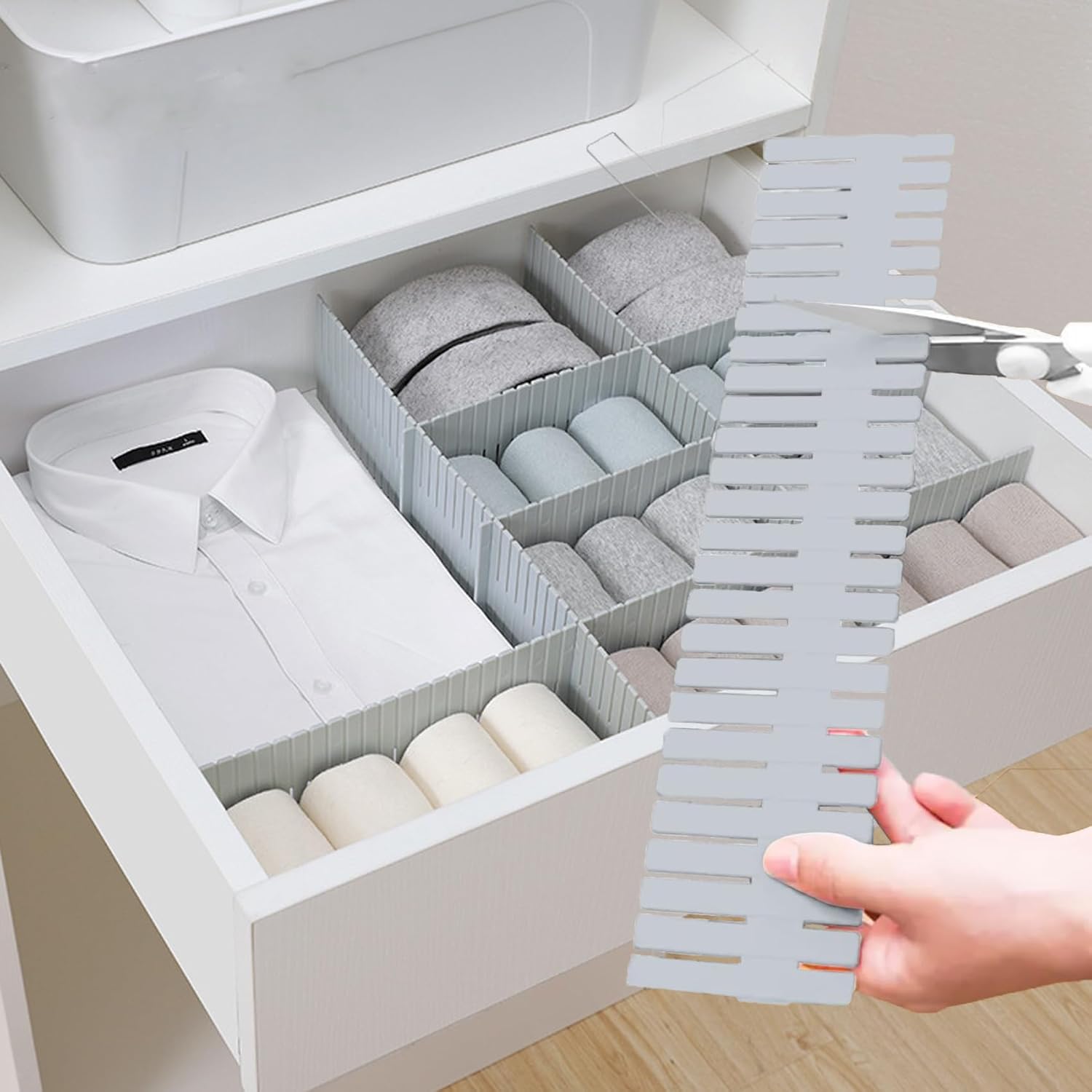 16 Stück Schubladenteiler. Schubladeneinteiler. Schubladentrenner Verstellbare Schubladen Organisers Weiß Trennwände. Schubladeneinsatz für Unterwäsche. Socken. Kosmetik. Schlafzimmer. Büro