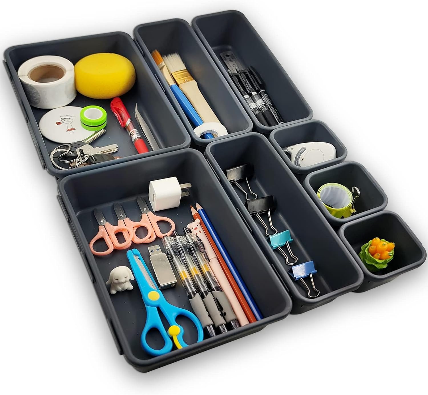 Schubladen Organizer Ordnungssystem.8 Stück Getrennte Schublade Organizer.Oganizer Aufbewahrungsbox für Zuhause.Bade Make-up Organizer.für Büro/Schlafzimmer/Schminktisch/Badezimmer