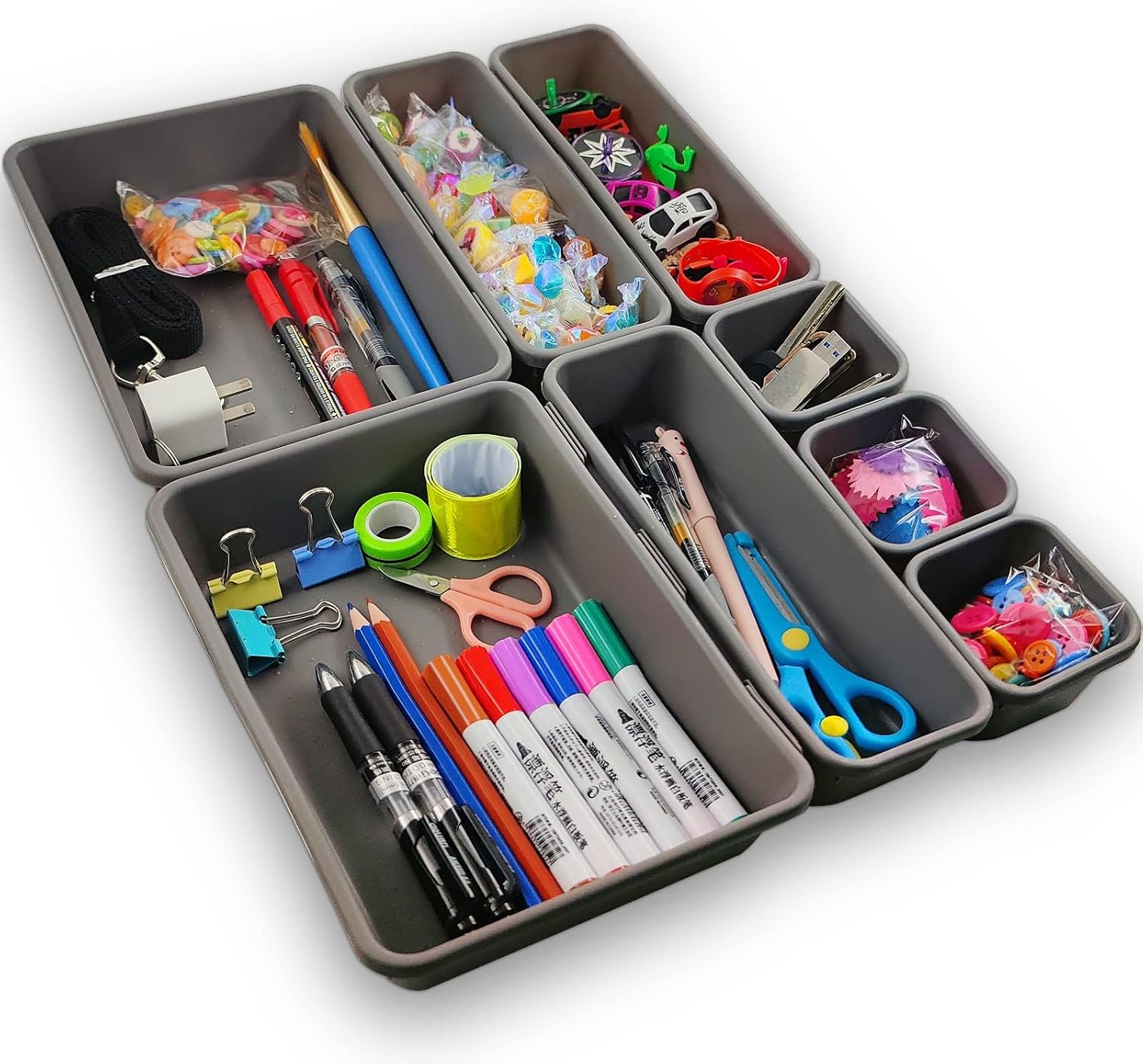 Schubladen Organizer Ordnungssystem.8 Stück Getrennte Schublade Organizer.Oganizer Aufbewahrungsbox für Zuhause.Bade Make-up Organizer.für Büro/Schlafzimmer/Schminktisch/Badezimmer
