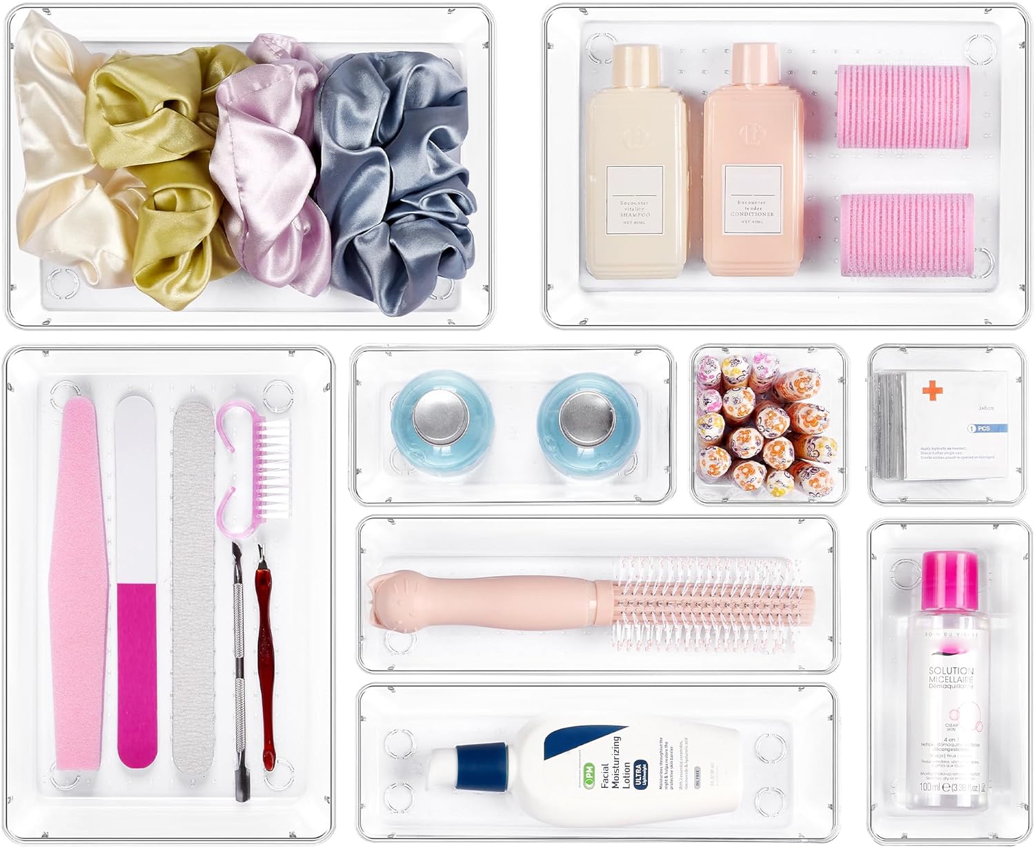 Vtopmart 25 Stücke Schubladen Organizer mit 4 Größen. Make up Ordnungssystem. Schminktisch Organizer Einsetzbar für Makeup. Küchen. Badezimmer. Büro. Schminktisch