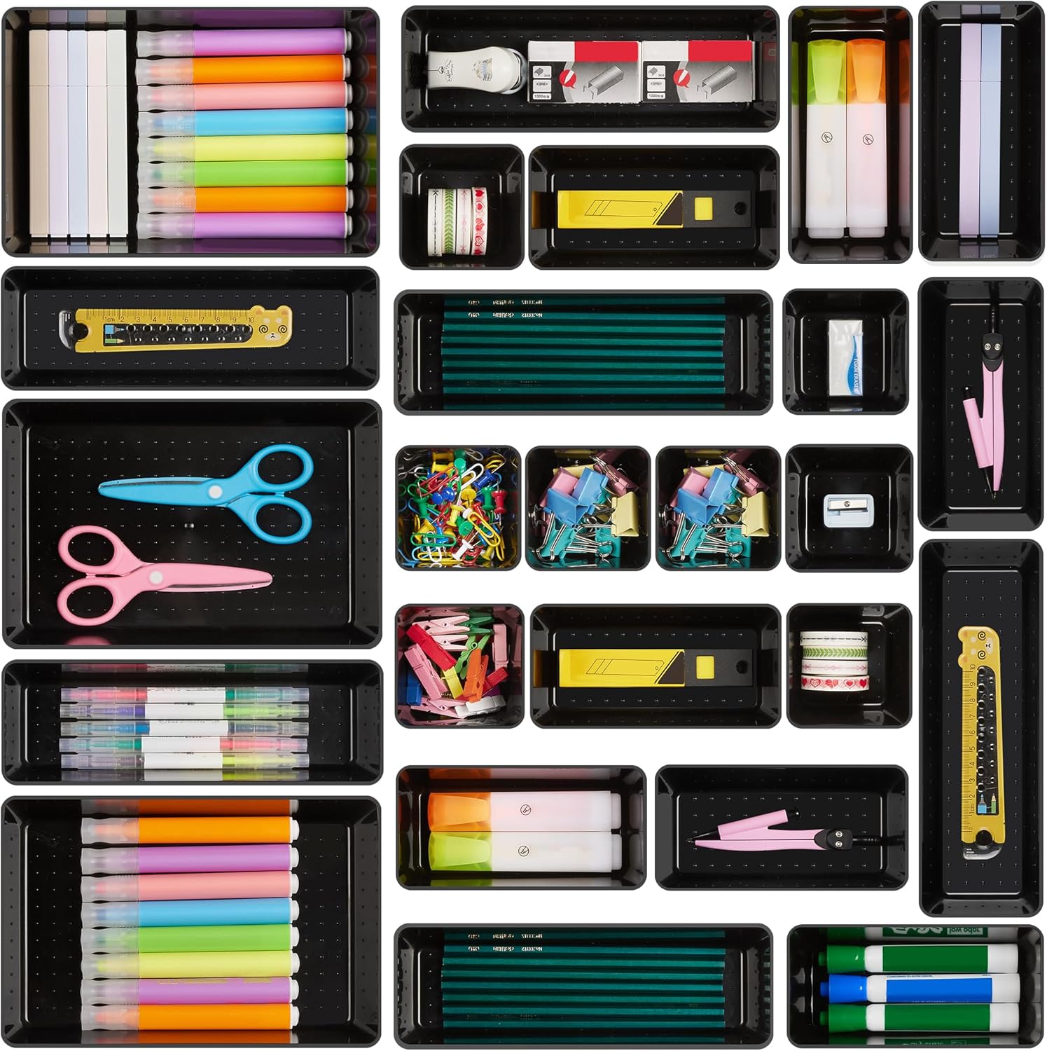 Vtopmart 25 Stücke Schubladen Organizer mit 4 Größen. Make up Ordnungssystem. Schminktisch Organizer Einsetzbar für Makeup. Küchen. Badezimmer. Büro. Schminktisch