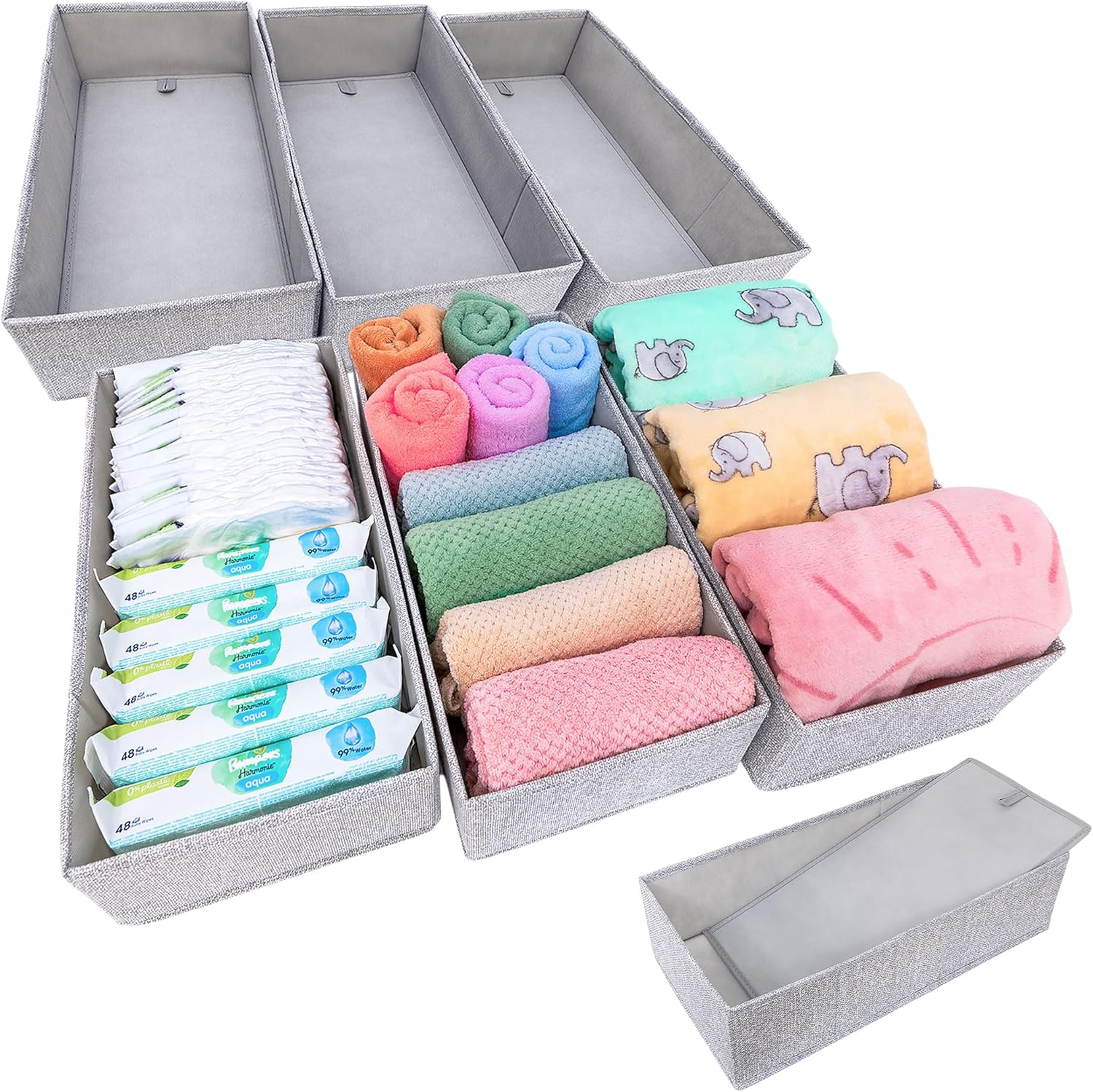 SIMPLE JOY® HEMNES Organizer. Schadstoffgeprüft. DAS ORIGINAL; Stabiler Boden; Schubladen Ordnungssystem für Wickelbedarf. Kinderkleidung. Socken. Unterwäsche; 5er Set. passgenau für ikea Kommode