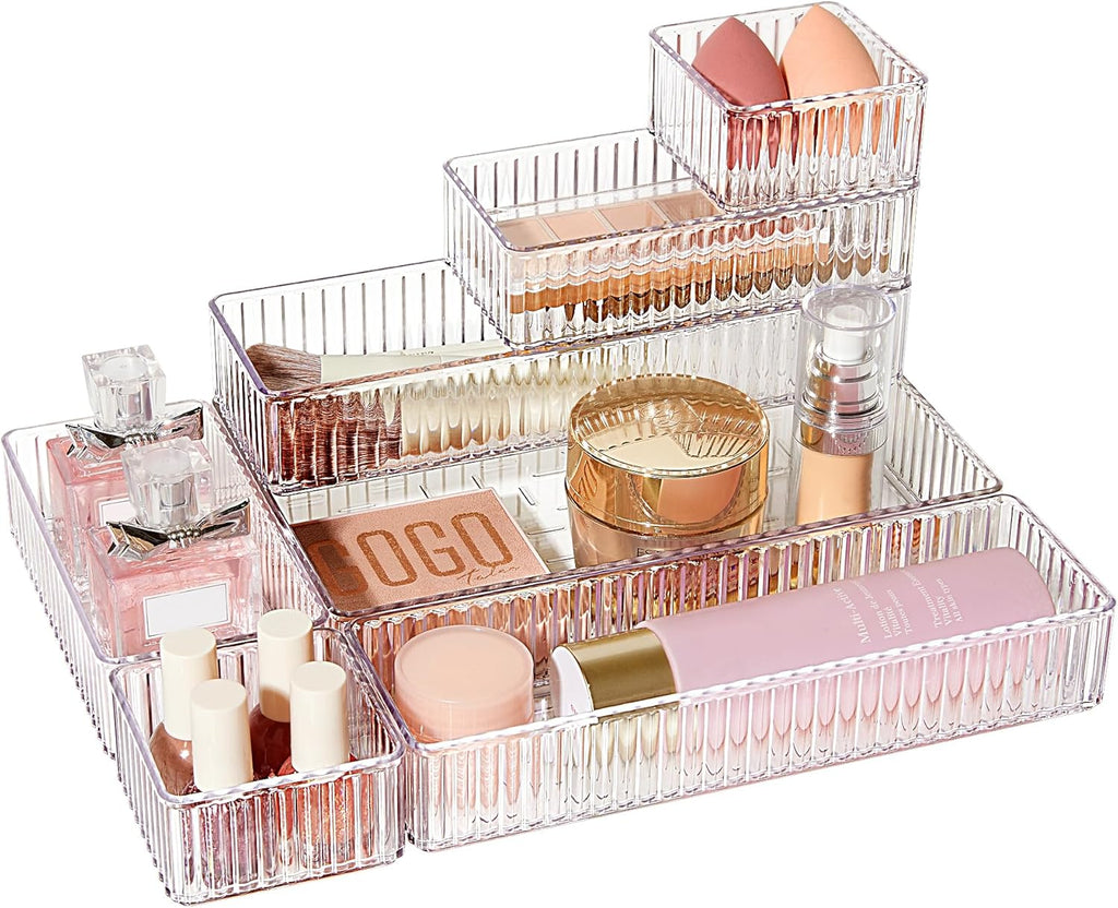 Vtopmart 25 Stücke Schubladen Organizer mit 4 Größen. Make up Ordnungssystem. Schminktisch Organizer Einsetzbar für Makeup. Küchen. Badezimmer. Büro. Schminktisch