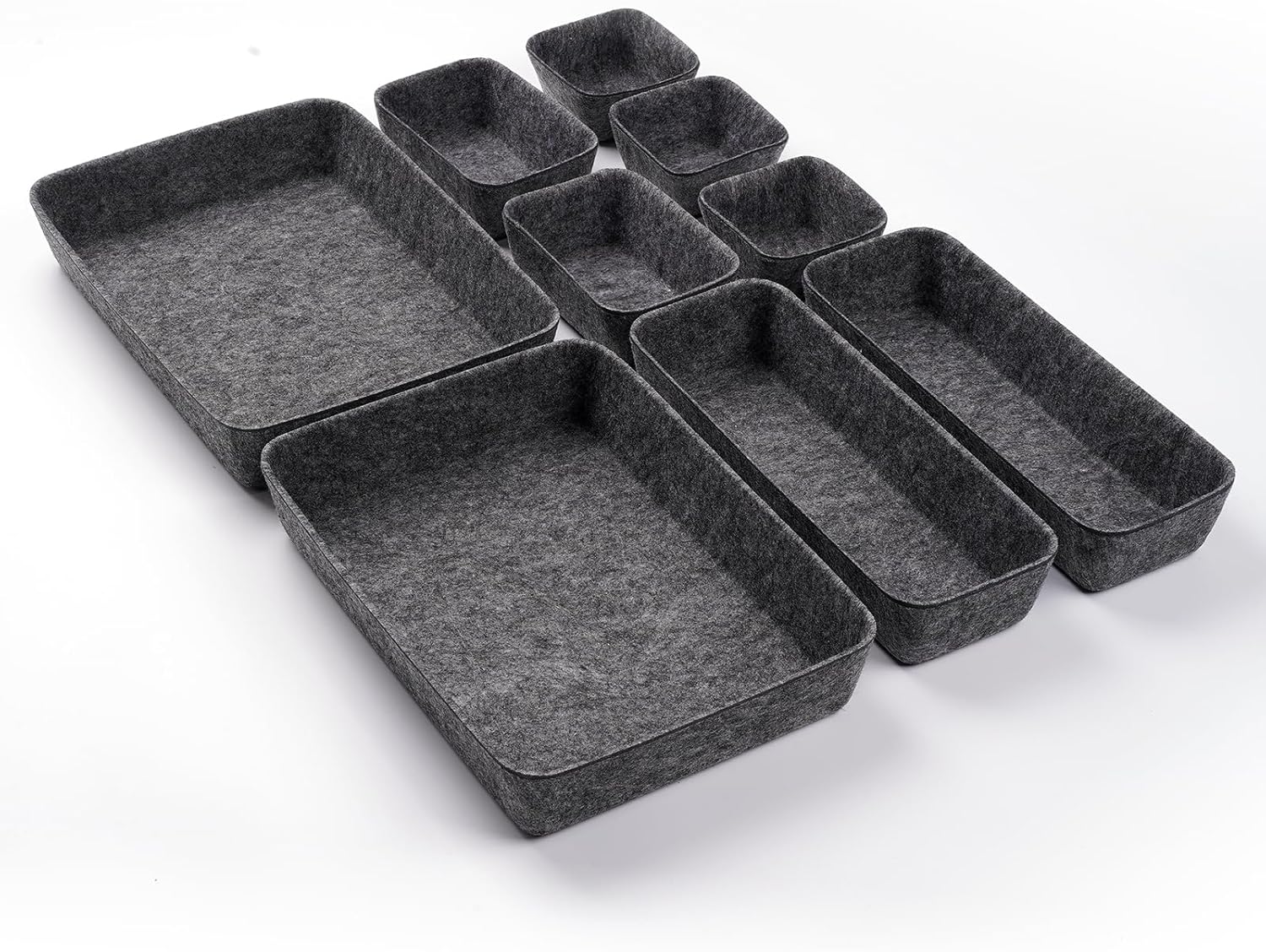 Schubladen Organizer. 9 Stücke Filz Schubladenbox Ordnungssystem für Schminktisch/Schreibtisch/Büro. Aufbewahrungsboxen Set in 4 Größen