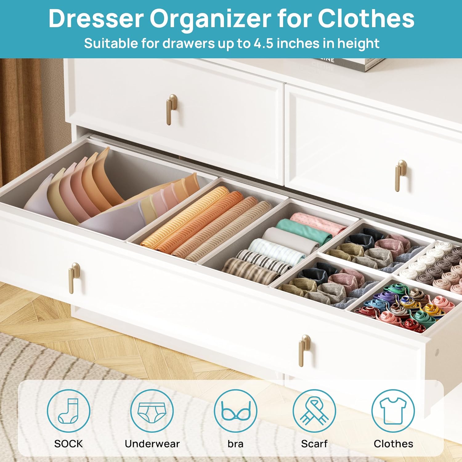 Vtopmart 12 Pack Kleiderschrank Organizer. Faltbare Schrank Organizer Kleiderschrank. Aufbewahrungsbox Stoff für Babykleidung. Unterwäsche. Socken