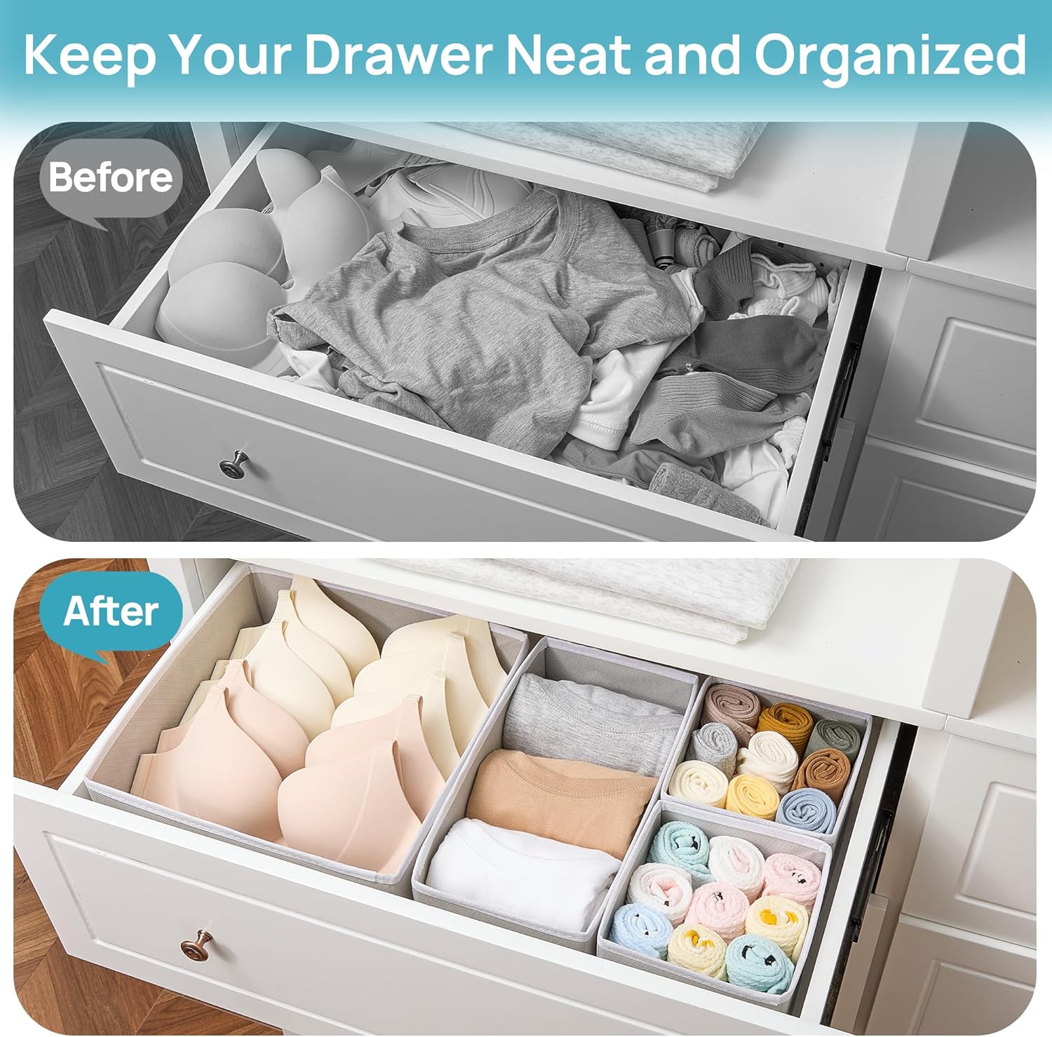 Vtopmart 12 Pack Kleiderschrank Organizer. Faltbare Schrank Organizer Kleiderschrank. Aufbewahrungsbox Stoff für Babykleidung. Unterwäsche. Socken