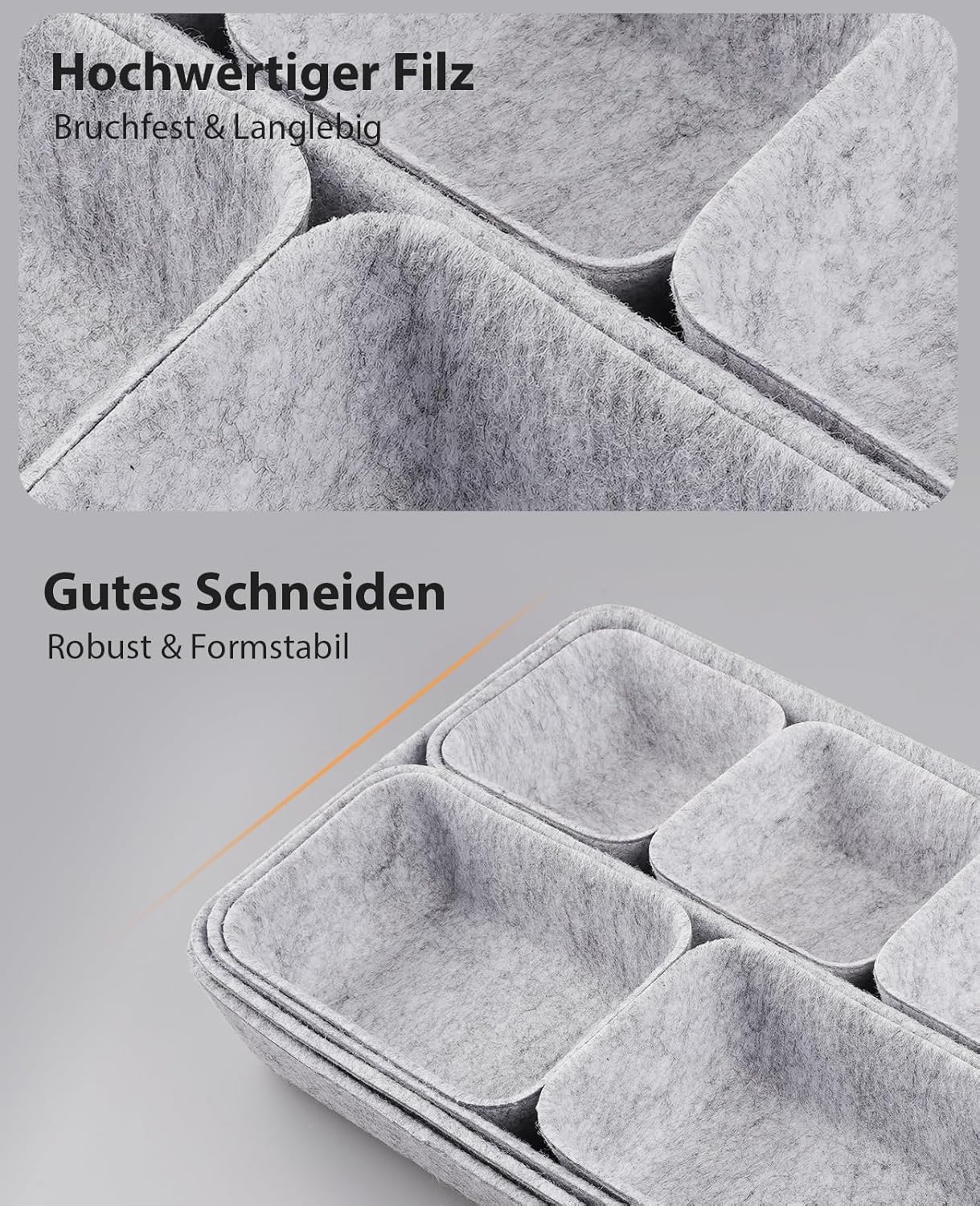 Schubladen Organizer. 9 Stücke Filz Schubladenbox Ordnungssystem für Schminktisch/Schreibtisch/Büro. Aufbewahrungsboxen Set in 4 Größen