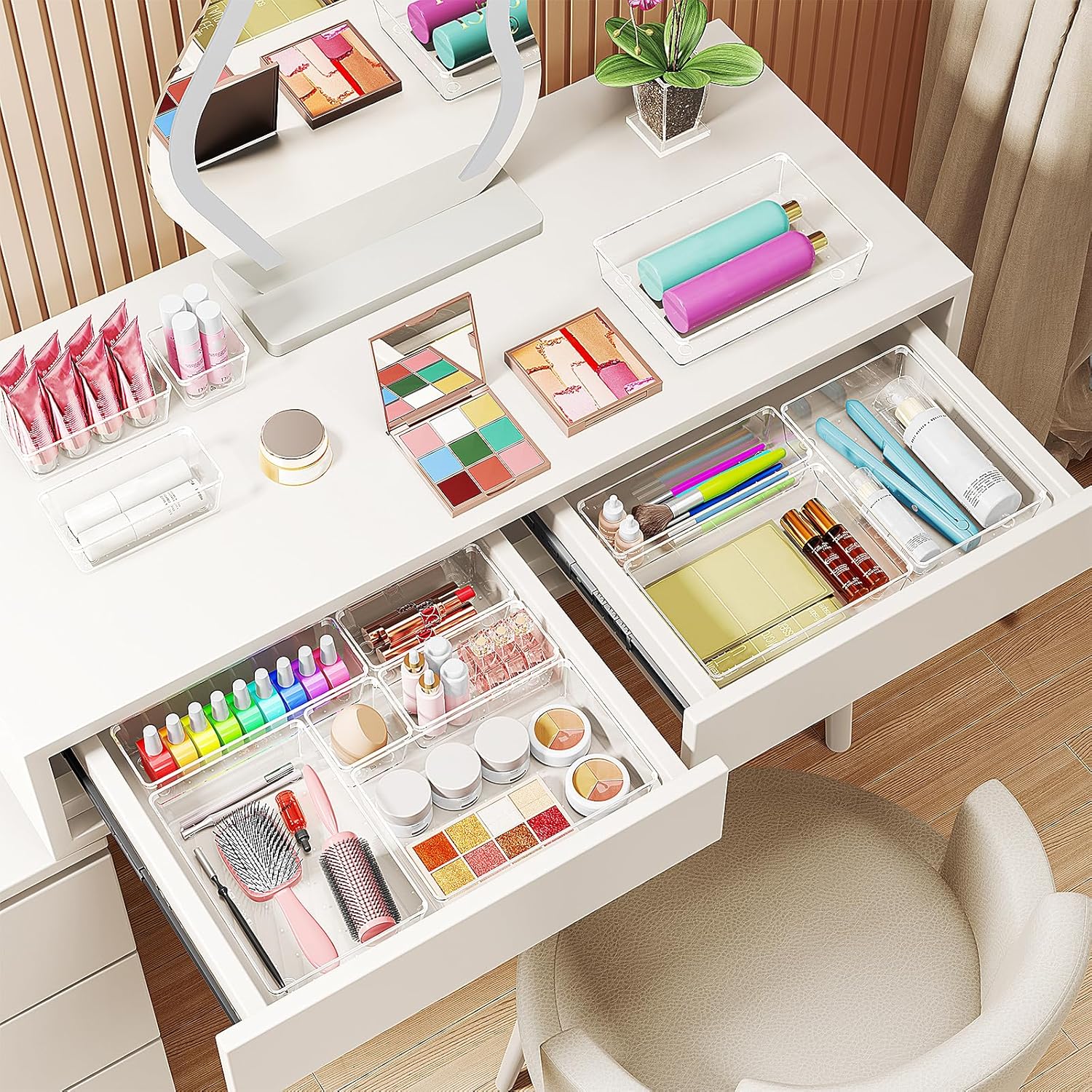 Schubladeneinsatz Schubladen Organizer -25 Stück Schminktisch Organizer in 4 Größen. Drawer Organizer. Make Up Organizer. Schubladen Ordnungssystem für Schreibtisch. Büro. Küchen. Bad