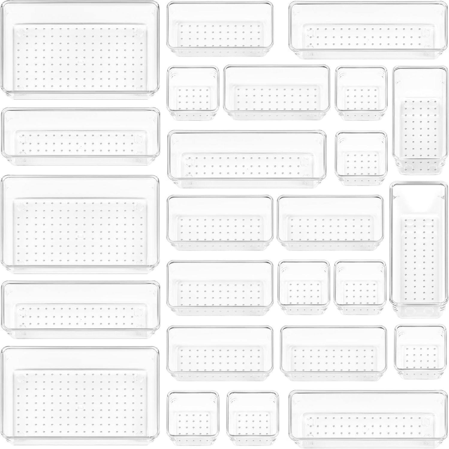 Vtopmart 25 Stücke Schubladen Organizer mit 4 Größen. Make up Ordnungssystem. Schminktisch Organizer Einsetzbar für Makeup. Küchen. Badezimmer. Büro. Schminktisch