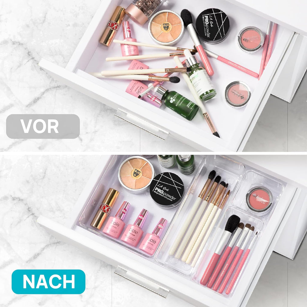Vtopmart 25 Stücke Schubladen Organizer mit 4 Größen. Make up Ordnungssystem. Schminktisch Organizer Einsetzbar für Makeup. Küchen. Badezimmer. Büro. Schminktisch