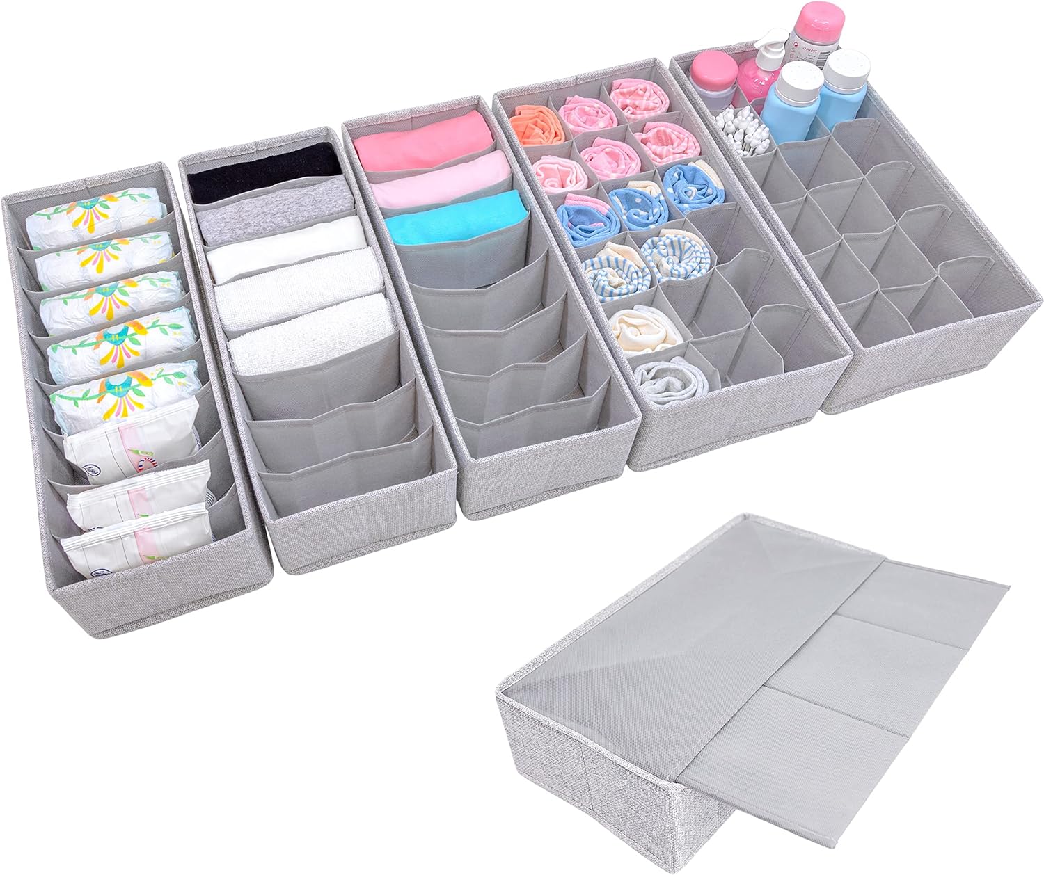 SIMPLE JOY® HEMNES Organizer. Schadstoffgeprüft. DAS ORIGINAL; Stabiler Boden; Schubladen Ordnungssystem für Wickelbedarf. Kinderkleidung. Socken. Unterwäsche; 5er Set. passgenau für ikea Kommode