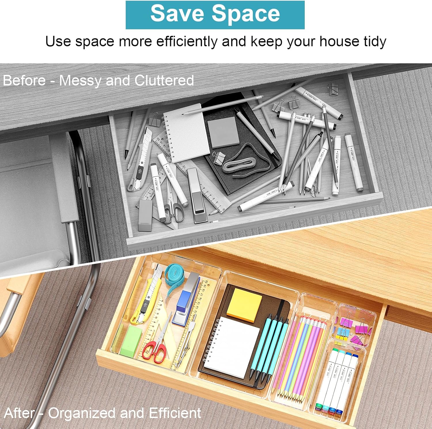 Schubladen Organizer -16 Stück Schminktisch Organizer in 4 Größen. Drawer Organizer. Make Up Organizer. Schubladen Ordnungssystem für Schreibtisch. Büro. Küchen. Bad